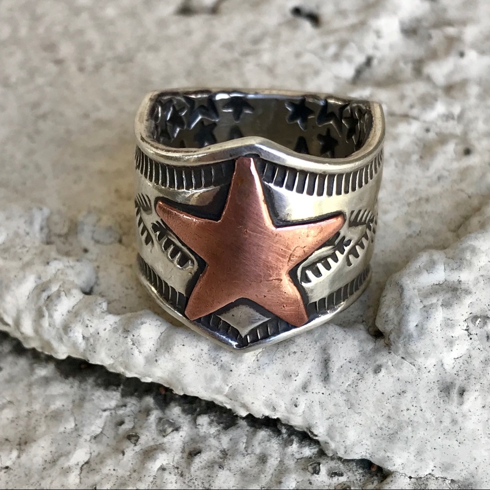 Navajo Sterling Silver Star Ring Stamped 6.5